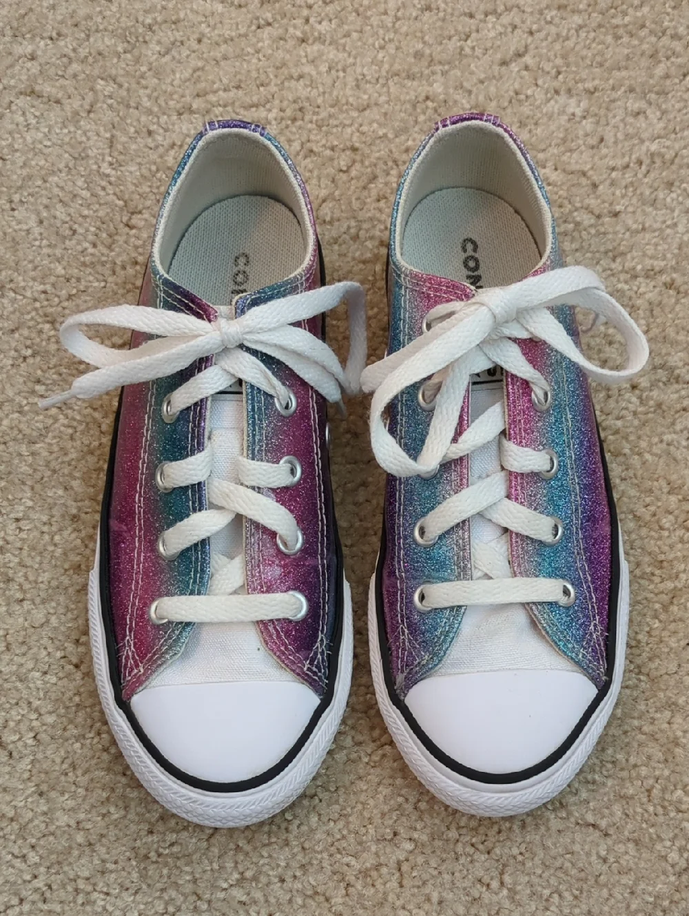 Converse Kids Glitter Ombre Low-Top Sneakers in Pink, Purple & Blue